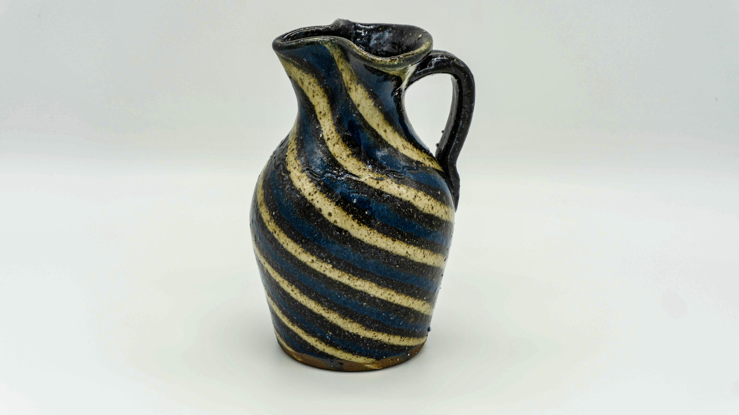 Half-Gallon Blue, White & Brown Swirl Pitcher